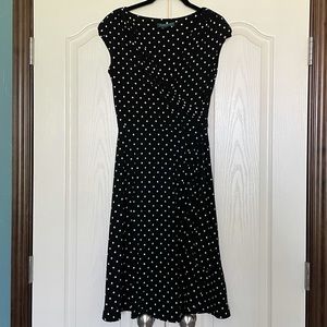 Ralph Lauren faux wrap a-line stretch knit dress